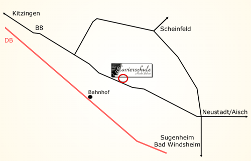 Anfahrt zur Klavierschule Markt Bibart - Ortskarte