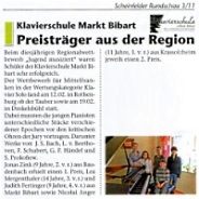 Klavierschule Markt Bibart - Presseartikel Jugend musiziert 2011