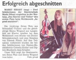 Klavierschule Markt Bibart - Presseartikel Jugend musiziert 2015